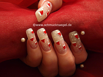 Sombrero de santa claus en u�as decoradas - Motivo de Navidad 7 - Nail Art 147