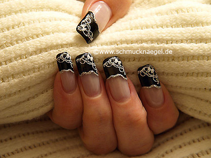  Nailart Sticker und Nagellack f&uuml;r ein French Motiv