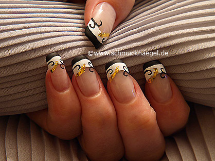 Decoraci�n de u�as con papel de oro y esmalte - Motivo 192