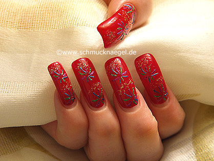  Feuerwerk als Fingernagel Motiv - Silvestermotiv 3: Nailart Motiv 097