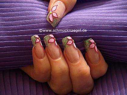 Fingernail motif with glitter nail lacquer