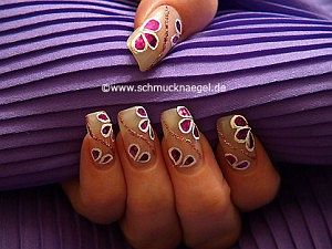 Nail art in old rose with hologram foil in fuchsia