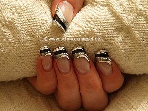French with nail art pen, liner and nail lacquer