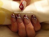 Valentine day motif with glitter lacquer