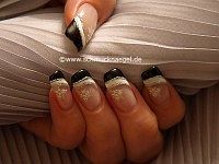 Nail decoration with sticker and nail lacquer
