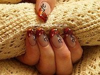 Ornament nail design with strass stones