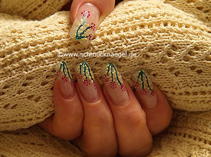 Nail art for springtide with glitter-powder