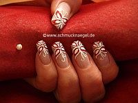 Butterfly motif with glitter nail lacquer in red