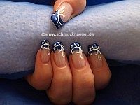 Nail art ornament motif with strass stones