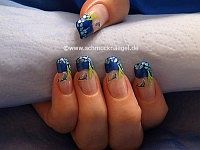 3D dolphin nail sticker and crushed shells