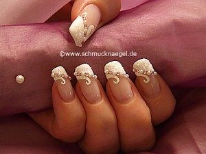 Wedding motif with nail art half pearls