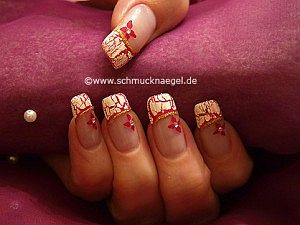 Manicura francesa con esmalte crakelado