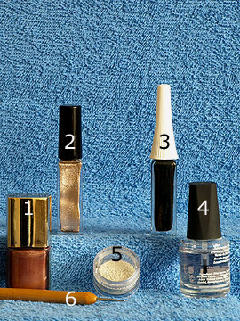 Produkte für das Fingernagel Motiv mit Nailart Bouillons in silber - Nagellack, Nailart Liner, Nailart Bouillons, Spot-Swirl, Klarlack