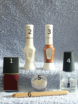 Produkte für die Dekoration in dunkelrot - Nagellack, Nailart Bouillons, Nailart Pen, Spot-Swirl, Klarlack