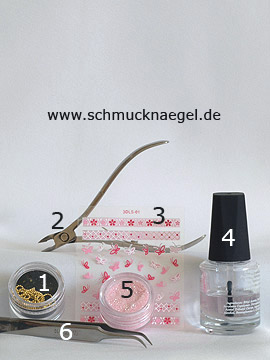 Produkte für das Fingernageldesign mit Nailart Perlenkette - Nailart Perlenkette, Nail Sticker, Glitter-Pulver