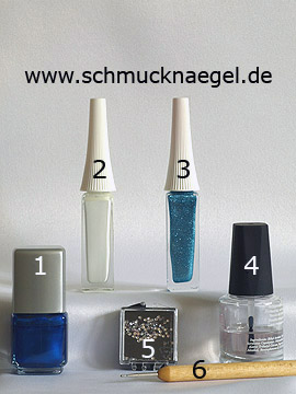 Produkte für das Motiv für Fingernägel mit Strasssteinen in kristall - Nagellack, Nailart Liner, Strasssteine, Spot-Swirl