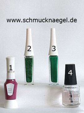 Produkte für das Fingernagel Motiv in grün-glitter - Nailart Pen, Nailart Liner