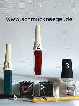 Produkte für das Getrocknete Blätter und Strasssteine - Nailart Liner, Strasssteine, Getrocknete Blätter, Spot-Swirl