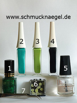 Produkte für das Nailart mit Fimo Knete und Nagellack - Nagellack, Nailart Liner, Fimo-Früchte