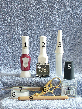 Produkte für French Motiv in lavendel - Nagellack, Strasssteine, Nailart Liner, Nailart Pen, Spot-Swirl, Klarlack