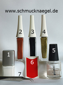 Produkte für das French Fingernagel Design mit Nailart Liner - Nagellack, Nailart Liner, French Maniküre Schablonen
