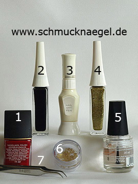 Produkte für das Silvester Motiv für Glück und Reichtum - Nagellack, Nailart Liner, Nailart Pen, Einlegemotive