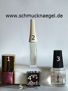 Produkte für das Fingernagel Motiv mit Keramik-Blume - Nagellack, Nailart Liner, Keramik-Blumen