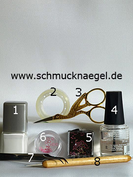 Produkte für das Motiv mit Nailart Glitter Hexagon in rosa - Nagellack, Strasssteine, Einlegemotive, Spot-Swirl