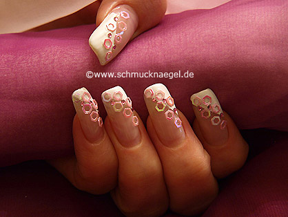 Motiv mit Nailart Glitter Hexagon in rosa