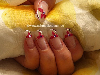 French Blumen Motiv mit Bouillons in lila