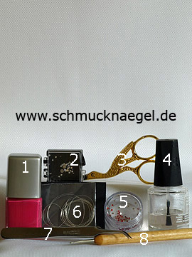 Produkte für das Fingernagel Design mit Nailart Fäden in silber - Nagellack, Strasssteine, Nailart Fäden, Spot-Swirl