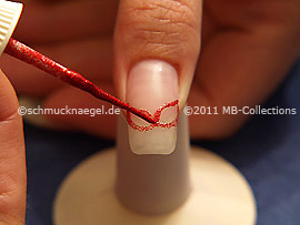 Nailart Liner in der Farbe rot-glitter