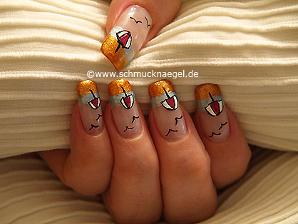 Sonnenschirm als Fingernagel Motiv