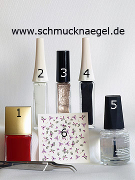 Produkte für das Design 'Ein Korsett als Fingernagel Motiv' - Nagellack, Nailart Liner, Nail Sticker