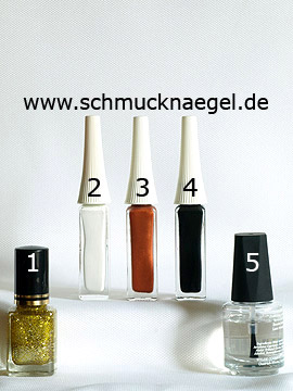 Produkte für das Motiv für den Herbst mit Nagellack in gold-glitter - Nagellack, Nailart Liner