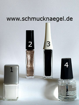 Produkte für das Motiv 'Blätter im Herbst in den Farben gold, schwarz und weiß' - Nagellack, Nailart Liner