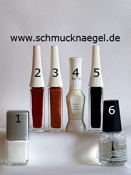 Produkte für das Spekulatius Weihnachts Motiv mit Nagellack - Nagellack, Nailart Liner, Nailart Pen