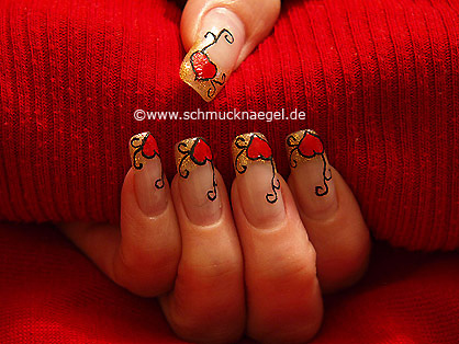 Valentinstag Herz mit Nagellack in kupfer-glitter