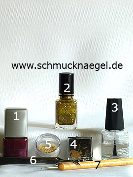 Produkte für das Motiv mit Blattgold und Nailart Bouillons in gold - Nagellack, Blattgold, Nailart Bouillons, Spot-Swirl