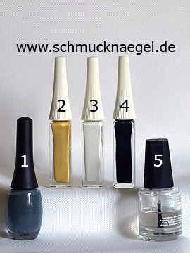 Produkte für das Adler Motiv mit Nagellack und Nailart Liner - Nagellack, Nailart Liner