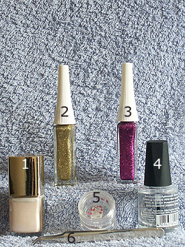 Produkte für das Hochzeitsmotiv - Nagellack, Strasssteine, Nailart Liner, Klarlack