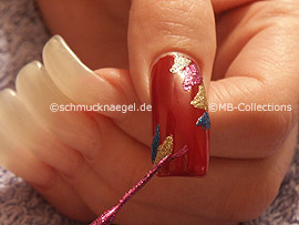 Nailart Liner in den Farben lila-glitter und silber-glitter