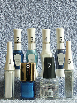 Produkte für das French Motiv für die Fingernägel - Nagellack, Nailart Liner, Nailart Pen, Klarlack