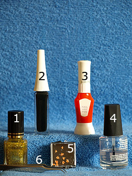 Productos para motivo en uñas para la fiesta de nochevieja - Esmalte, Nail art liner, Nail art pen, Frutas fimo