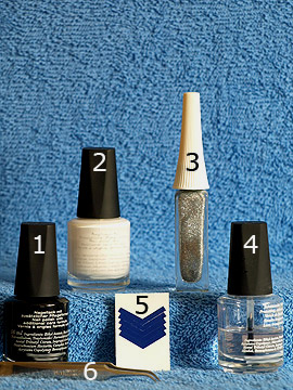Productos para motivo de uñas con esmalte y nail art liner - Esmalte, Nail art liner, Plantillas manicura francesa