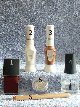 Productos para decoración en rojo oscuro - Esmalte, Nail art bouillons, Nail art pen, Spot-Swirl, Esmalte transparente