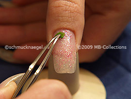 Esmalte transparente, pinzeta y hojas secas