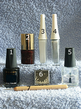 Productos para motivo de otoño - Piedras strass, Esmalte, Nail art liner, Spot-Swirl, Esmalte transparente