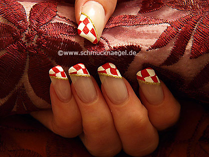 Motivo para carnaval con rombos en rojo y blanco