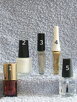 Productos para motivo uñas francesas de otoño - Esmalte, Nail art liner, Esmalte transparente